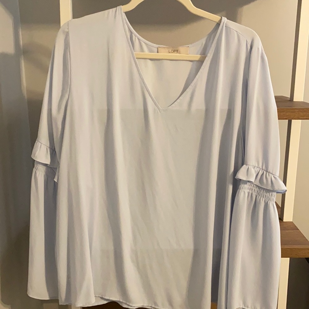 Loft bell sleeve ruffle top